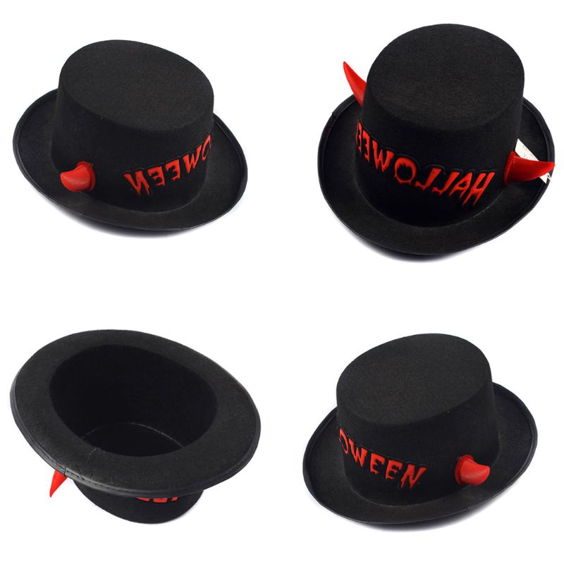 Comereally Mũ fedora Đính Sừng Ác Quỷ Dễ Thương Cho halloween