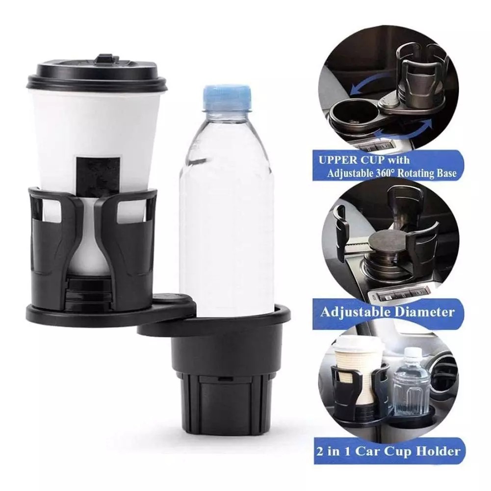 Giá đỡ cốc nước 2 trong 1 xoay 360 độ gắn ghế ngồi xe hơi đa năng chống trượt