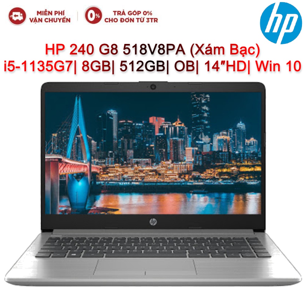 [Mã ELHP15 giảm 10% đơn 15TR] Laptop HP 240 G8 518V8PA i5-1135G7| 8GB| 512GB| OB| 14″HD| Win 10 (Xám Bạc)