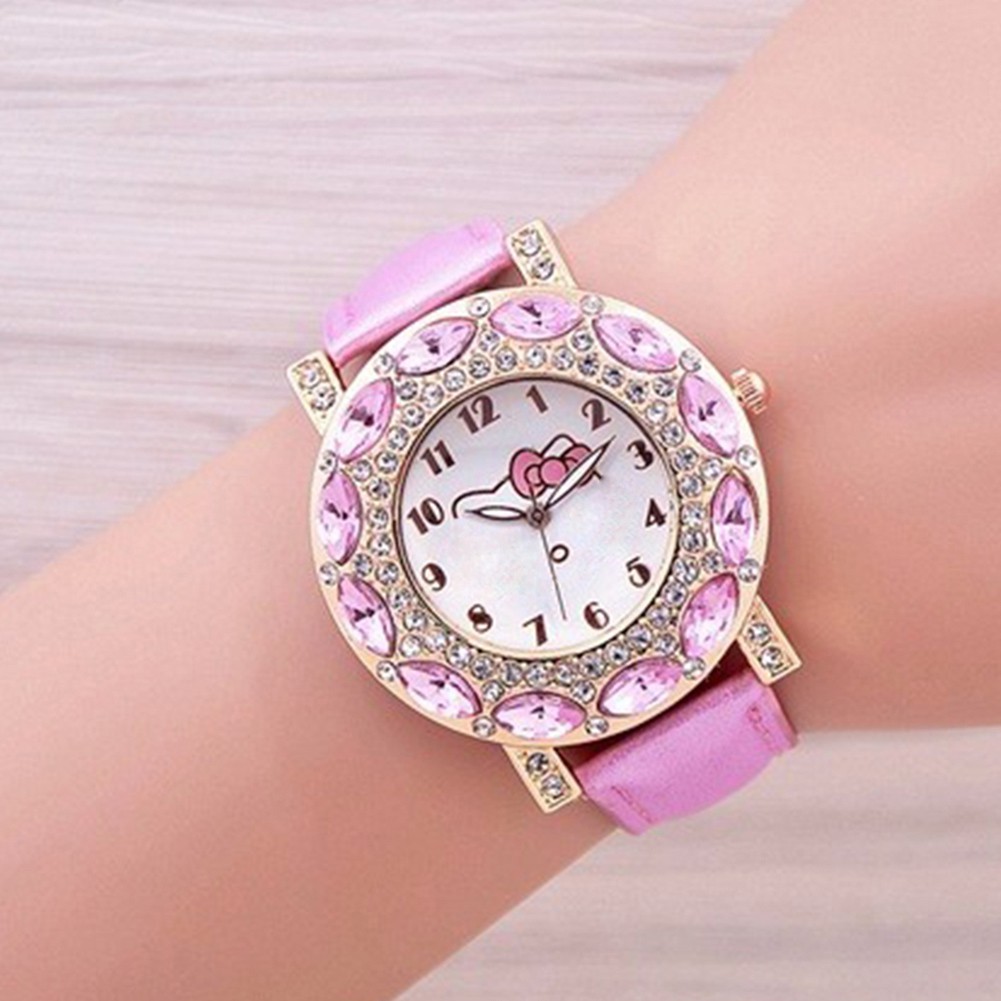 Đồng hồ mặt Hello Kitty dễ thương cho bé