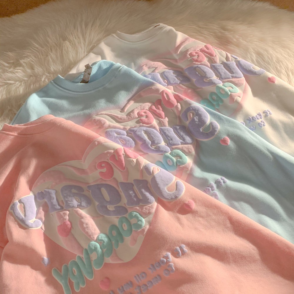 Áo sweater tay dài dáng rộng thời trang mùa thu phong cách Nhật Bản cho cặp đôi | BigBuy360 - bigbuy360.vn