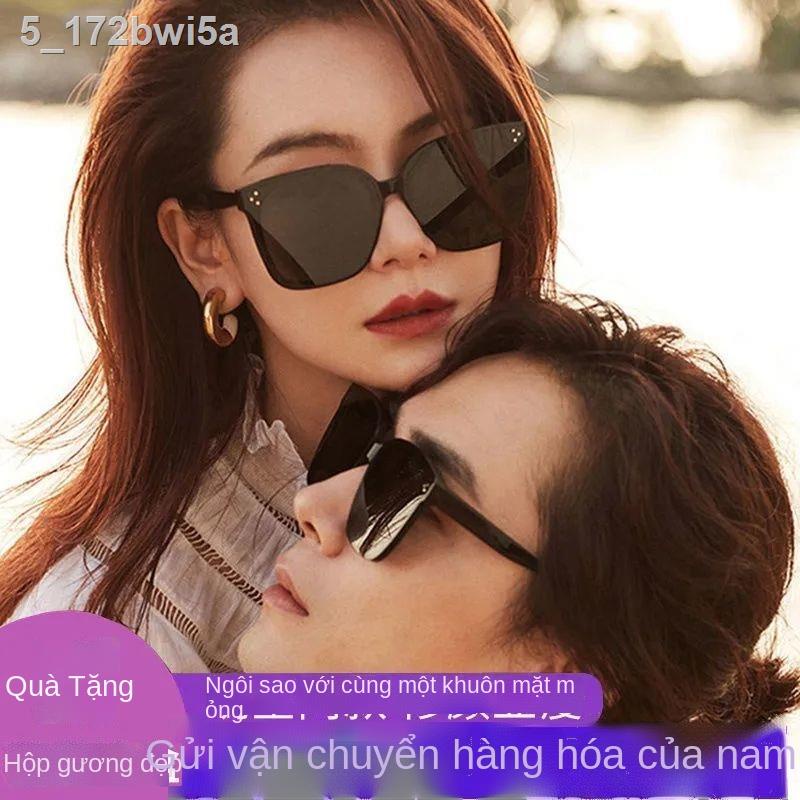 ﹍ ﹍ (Giá Hủy Diệt)┋◐♀GM Hàn Quốc phiên bản kính mát màu đỏ ròng dành cho nam và nữ, mặt tròn, to, ngôi sao mỏng, râm giố