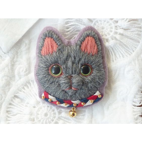 DIY tự thêu ghim cài áo MÈO BA TƯ- KIT nguyên liệu handmade pin cài áo dễ thương- bách hóa  na na