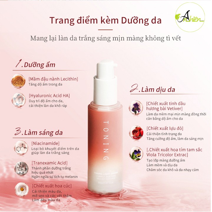 Toning Dream Trend - Kem Lười Nâng Tone Da Trắng Sáng (Tặng 1 miếng mặt nạ phụ hồi da Beauty Player light mask)