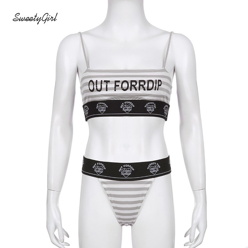 Áo Không Tay Hở Vai Eo Thấp In Chữ Phối Màu Tương Phản Thời Trang 2022 Cho Nữ