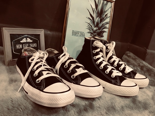 GIÀY SNEAKERS CONVERSE FULL ĐEN CỔ THẤP SIZE 37 FULL BOX