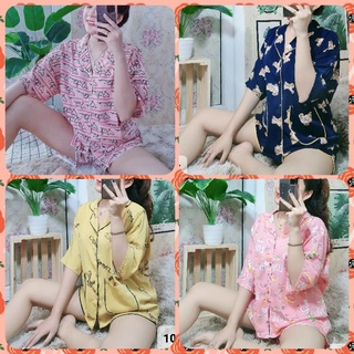 Bộ lụa đùi Mango họa tiết siêu dễ thương