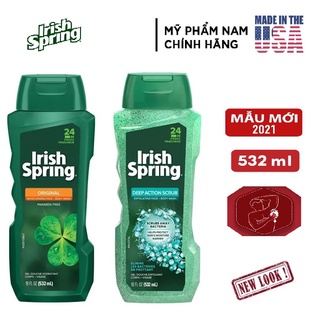 Sữa tắm nam irish spring 532ml original | deep action scrub | 5in1