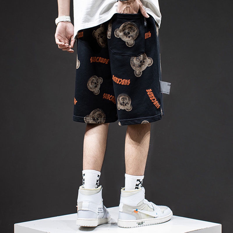 Cubs full of print sports shorts men's ins hip-hop summer loose-fitting student couple five-point pants