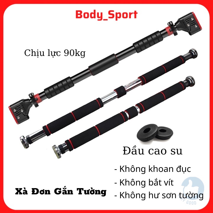 Thanh tập xà đơn treo tường gắn cửa nhiều cỡ từ 62-150cm kích thước có thể tùy chỉnh phù hợp tập gym tại nhà Bodysport