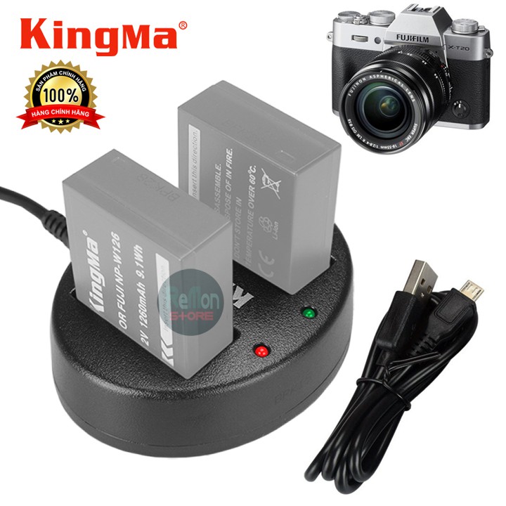 Sạc pin đôi cổng usb NP-W126 KingMa cho Fujifilm XT100 XT30 XT20 XT10 XT3 XT2 XA10 XA5 XE3 XA1 XE3 XE1 XPro3 XPro2 X100V