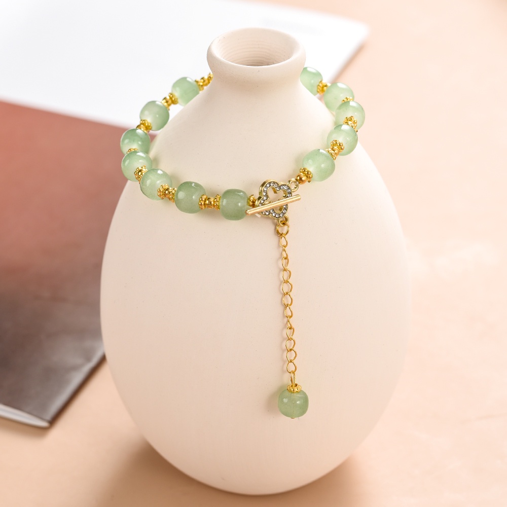 Vòng Tay Chuỗi Hạt Ngọc Bích Giả Thời Trang Sang Trọng Cho Nữ