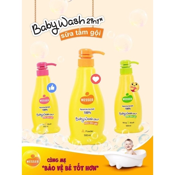 SỮA TẮM GỘI 2 IN 1 WESSER 200ML/500ML (chat chọn màu)