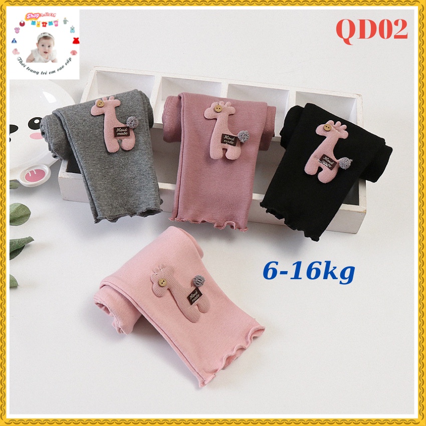 Quần legging  bé gái đính hươu size 6-16kg QD02