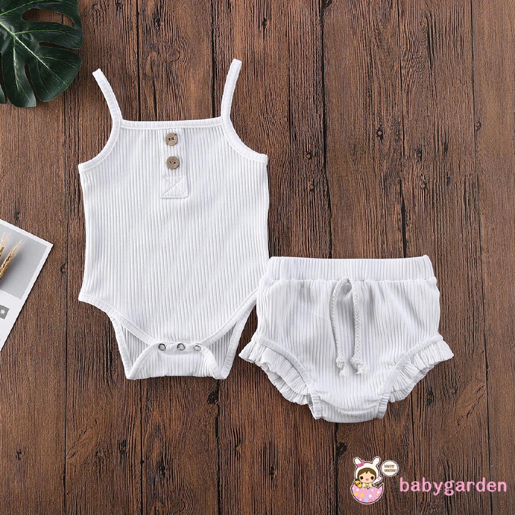 Set quần short + áo liền thân không tay chất liệu cotton dành cho bé sơ sinh