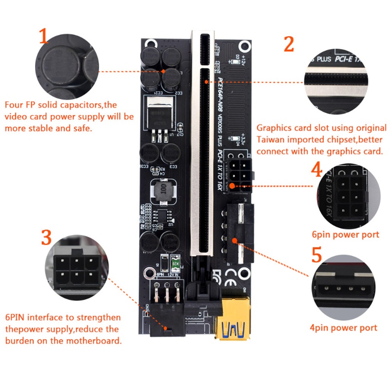 Bộ chuyển đổi mở rộng PCI-E 3 giao diện 8 giao diện 2 đèn LED PCI-E 1x sang16x | BigBuy360 - bigbuy360.vn