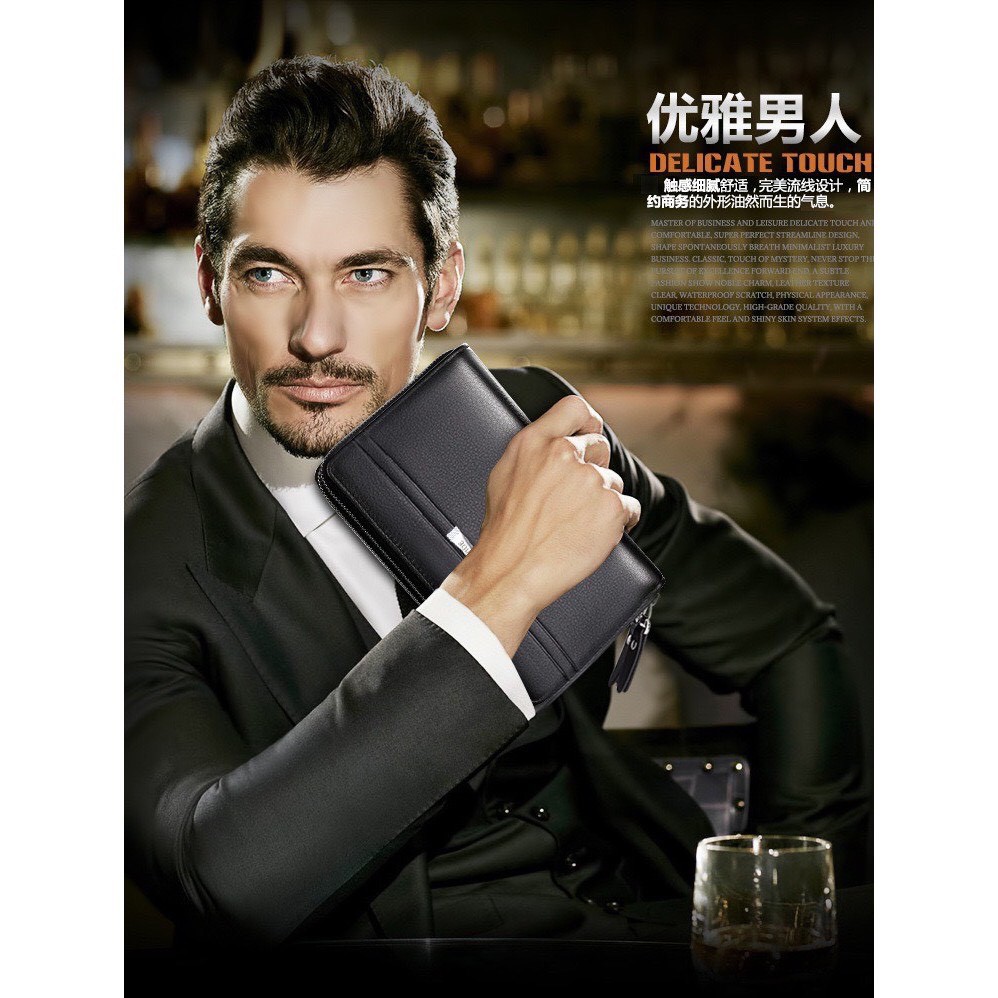 Ví bóp da cầm tay nam nữ Baellerry (BA04), 2 ngăn khóa (Nâu-Đen) | BigBuy360 - bigbuy360.vn