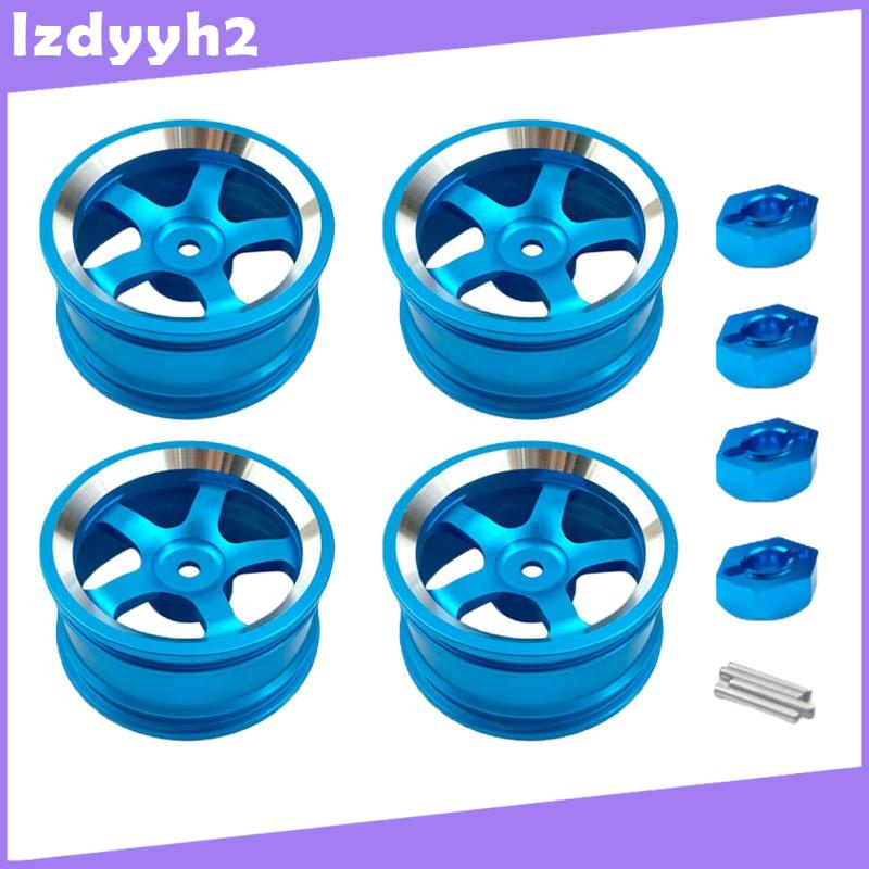 Bộ 4 vành bánh xe bằng kim loại màu xanh dương cho xe điều khiển từ xa MN86KS MN86 MN 1 / 12