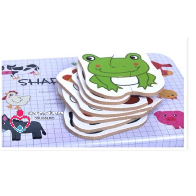 (2 mảnh) đồ chơi xếp hình 2 miếng SHAPES PUZZLE hộp sắt GHÉP HÌNH LEVEL 1