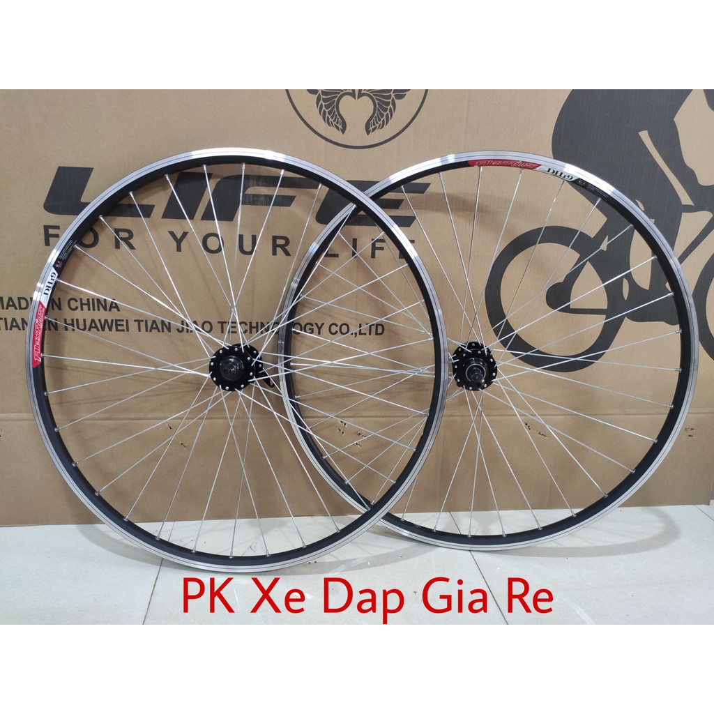 Bộ vành xe đạp bánh 700C, Vành Alexrims cao cấp đan sẵn Moayo bạc đạn, líp vặn, phanh đĩa, phanh U,V - PK Xe Dap Gia Re