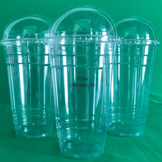 (100 CÁI) LY NHỰA PET 700ml CÓ NẮP CẦU