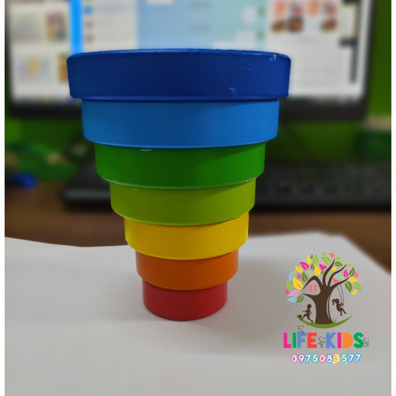 Đồ chơi gỗ - Bộ xếp hình tháp tròn bằng gỗ