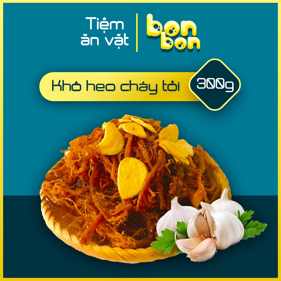Heo khô cháy tỏi đồ ăn vặt thơm ngon hũ pet 100g, 200g, 300g | BigBuy360 - bigbuy360.vn