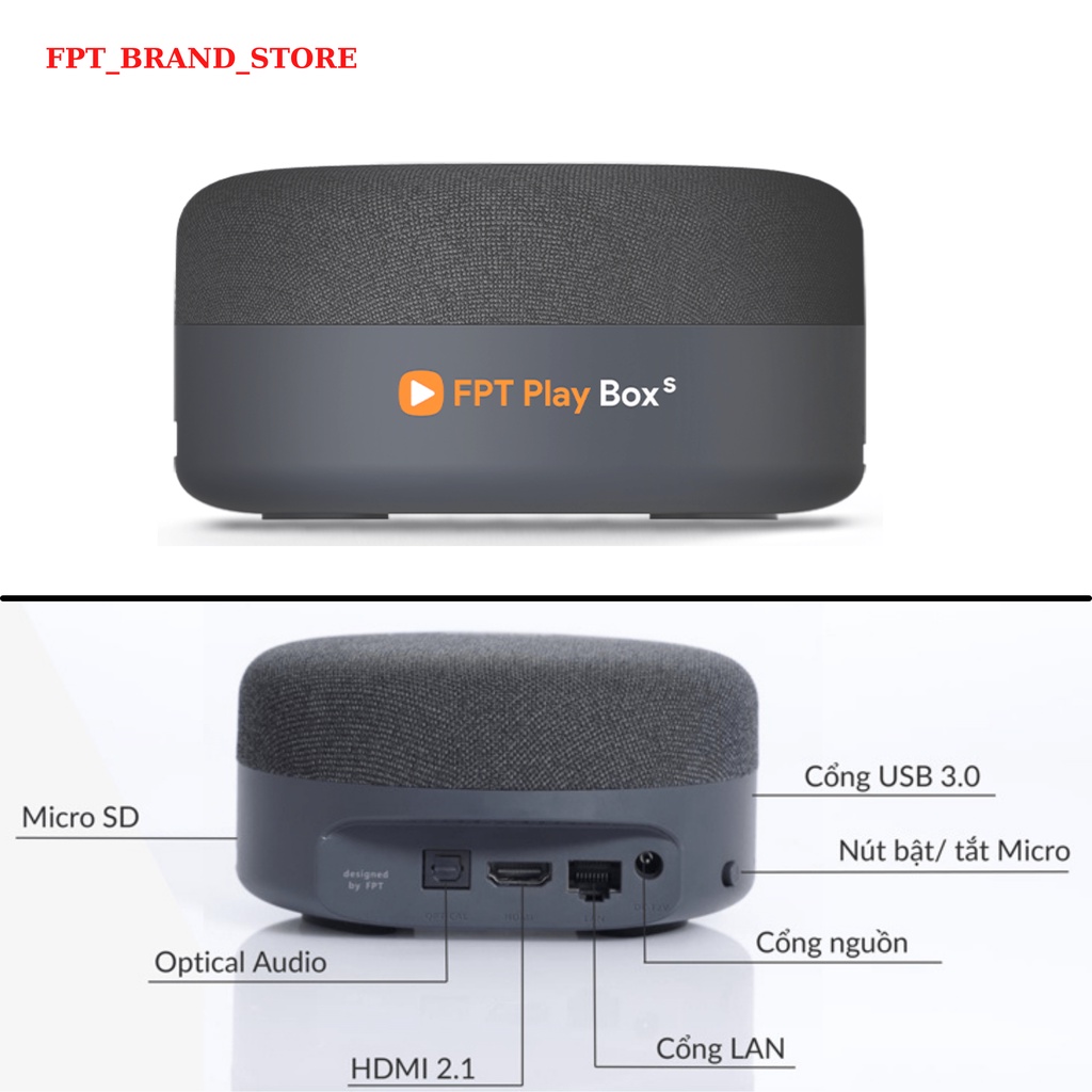 FPT PLAY BOX S 2021 FPT TELECOM -Model T590 Hands-free Android TV 10 Box Kết Hợp Loa  Điều Khiển Giọng Nói + 4K