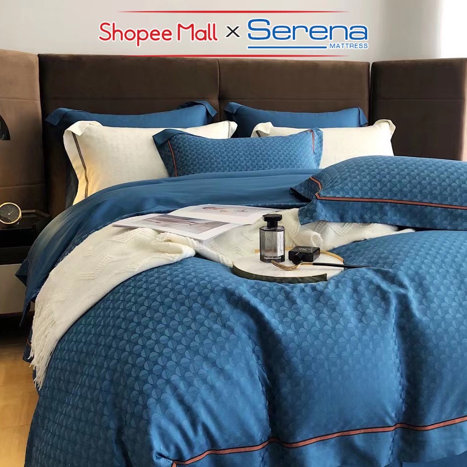 Bộ Chăn Ga Giường Cao Cấp Full 5 Món Tencel 80s SERENA Chính Hãng Bộ Chăn Ra Grap Drap Trần Bông Cao Cấp Trải Bọc Giường