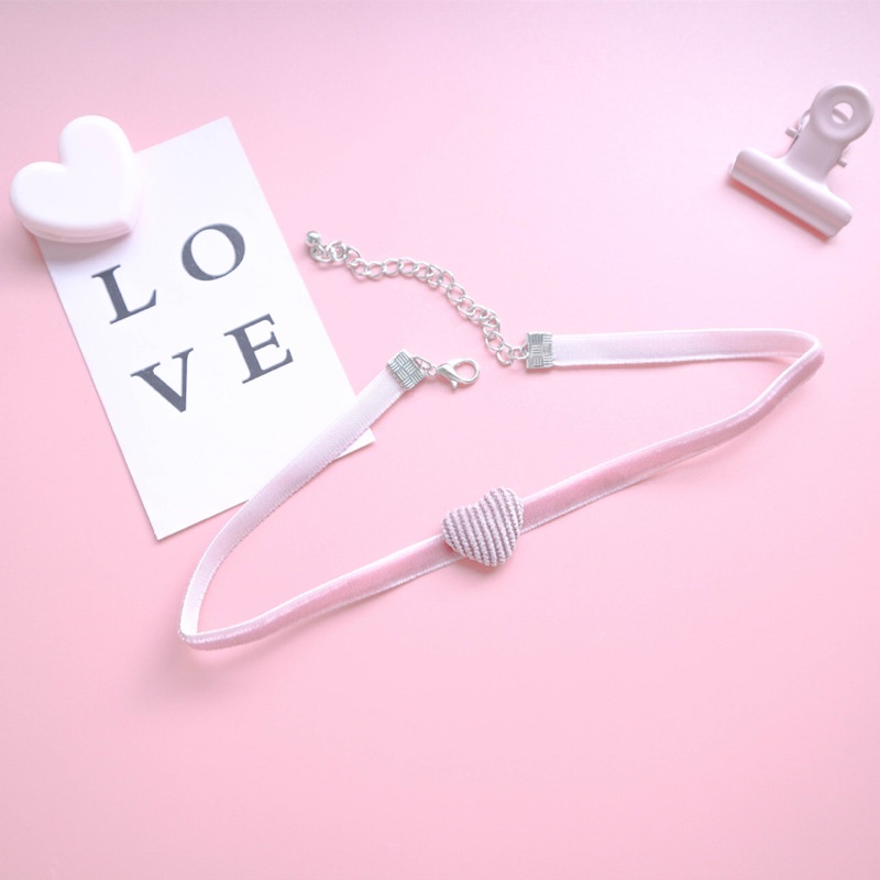 Vòng Cổ Choker Vải Nhung Mặt Hình Trái Tim Phong Cách Hàn Quốc Thời Trang