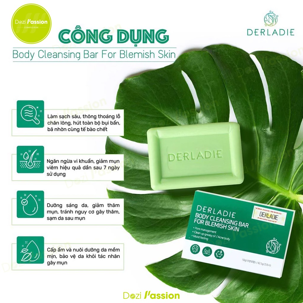 Xà Phòng Derladie Giảm Mụn Cơ Thể - Derladie Body Cleansing Bar For Blemish Skin 50g