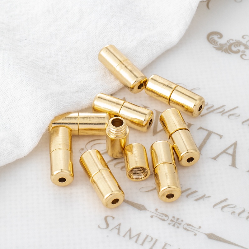 Bộ Hạt Tròn Dài 6 * 16mm Bằng Đồng 14k Dùng Làm Vòng Tay/Dây Chuyền diy