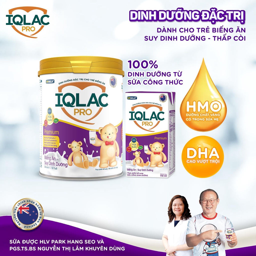 Sữa bột VPMilk IQLac Pro biếng ăn - suy dinh dưỡng premium 900g