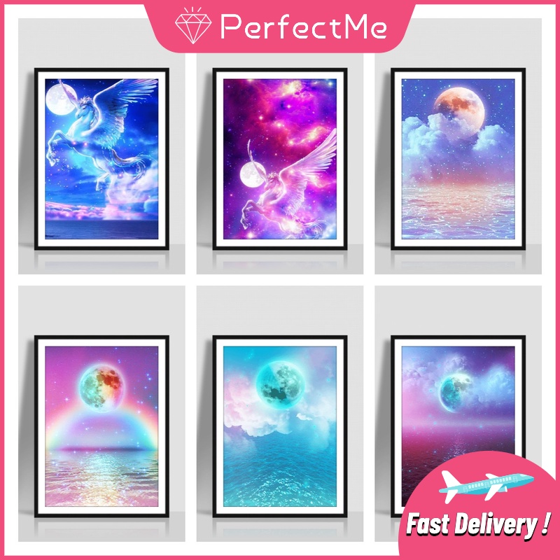 Bộ tranh đính đá DIY họa tiết kỳ lân 5D độc đáo kích thước 30x40cm tiện dụng trang trí nội thất