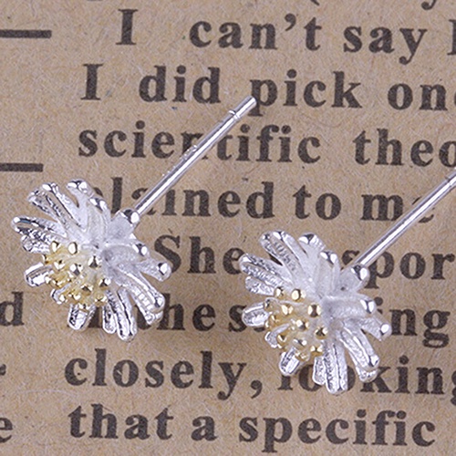 Đôi khuyên tai bạc tạo hình hoa hướng dương dễ thương dành cho nữ