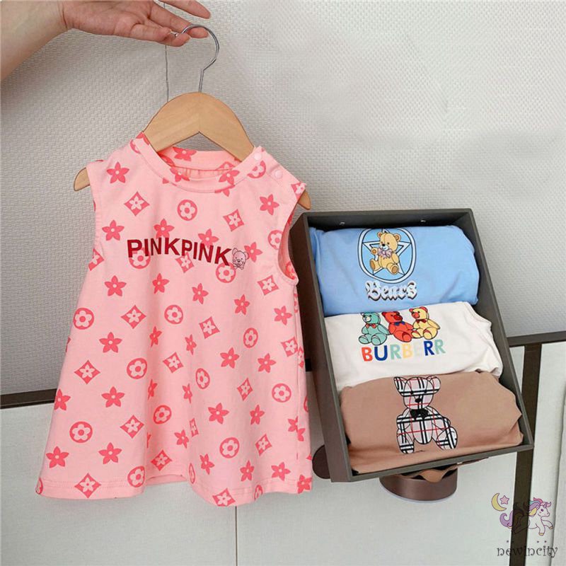 Đầm Sát Nách In Họa Tiết Hoạt Hình Phong Cách Hàn Quốc Thời Trang Mùa Hè Cho Bé Gái