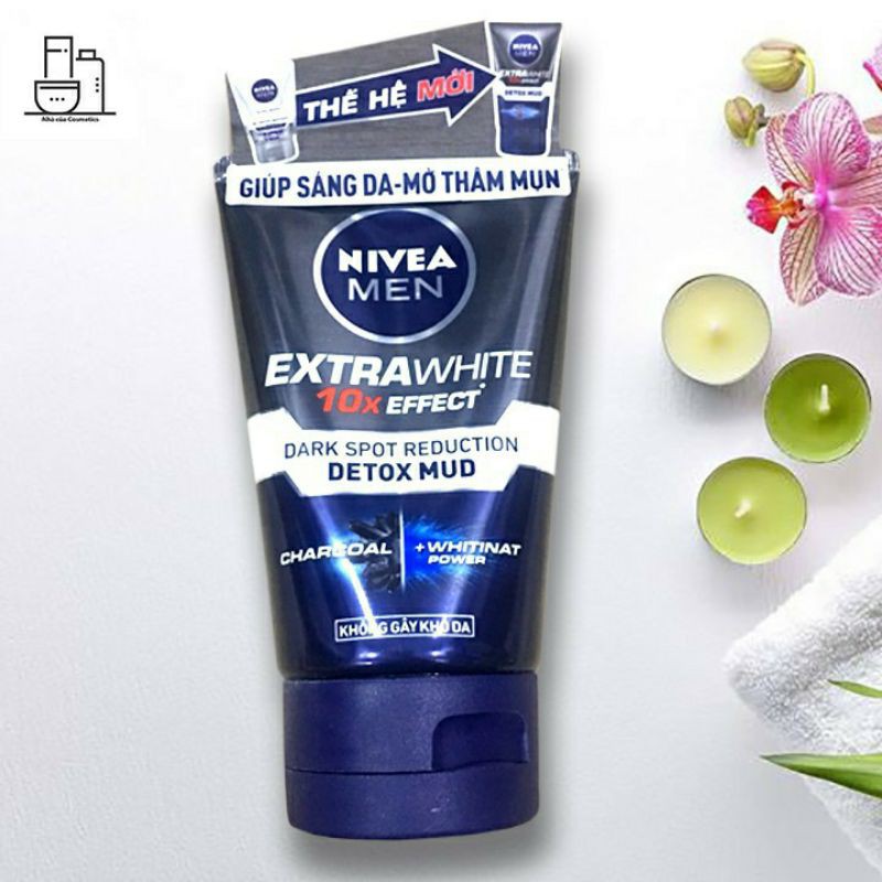 Sữa Rửa Mặt Sáng Da - Mờ Thâm NIVEA - Men Extra White 10X Effect Dark Spot Reduction Detox Mud 100g