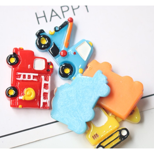 Sticker gắn dép sục Crocs các mẫu phương tiện giao thông xe tải, cẩu xúc, cứu hỏa