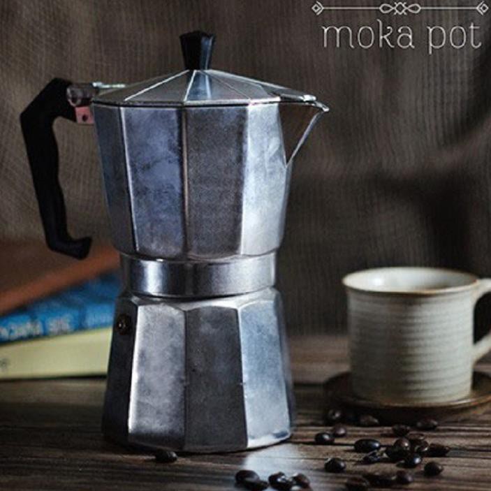 Bình pha cà phê Moka Pot 6 tách 300ml bằng Nhôm cao cấp - Bình pha cà phê kiểu Ý