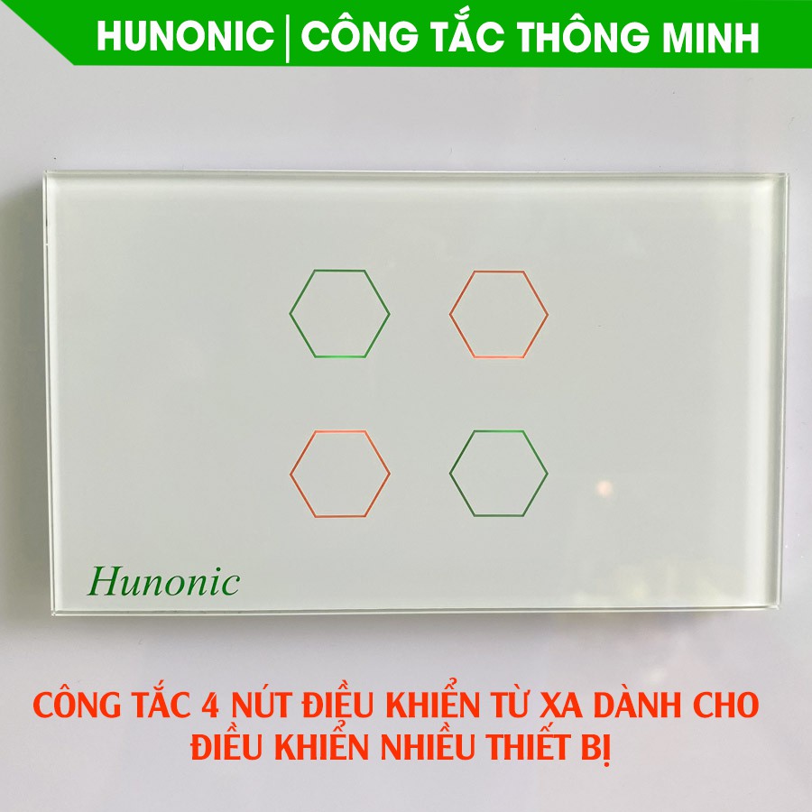 CÔNG TẮC CẢM ỨNG CHẠM THÔNG MINH HUNONIC 2 NÚT MÀU ĐEN│Công tắc thiết bị điện Wifi nhà thông minh hàng Việt Nam giá rẻ