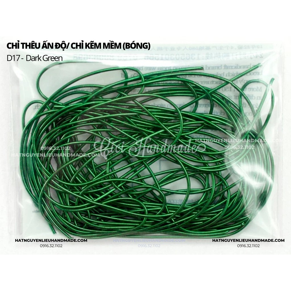 Túi 10g chỉ kẽm thêu ấn độ dạng kẽm tròn 1mm bóng(shine) mềm Cici Handmade chuyên hạt cườm nguyên liệu hạt đá hạt pha lê