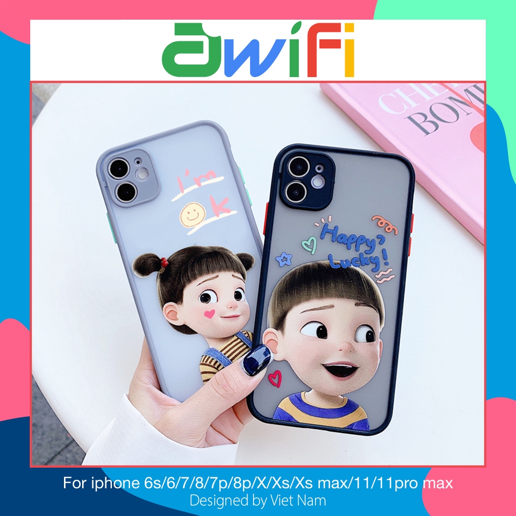 Ốp lưng iphone viền nhám Hoạt hình 5/5s/6/6plus/6s/6splus/7/7plus/8/8plus/x/xr/xs/11/12/pro/max/plus/promax - Awifi T5-1 | BigBuy360 - bigbuy360.vn
