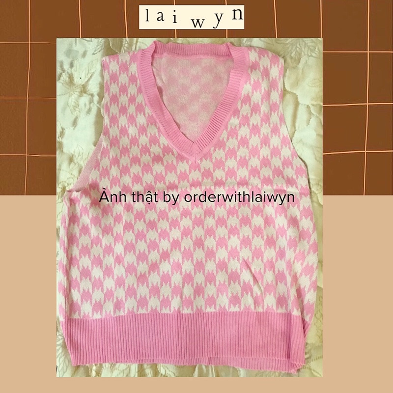 Áo vest gile len hồng ulzzang/Set váy dài, sơ mi gile hồng taobao thu đông 2021