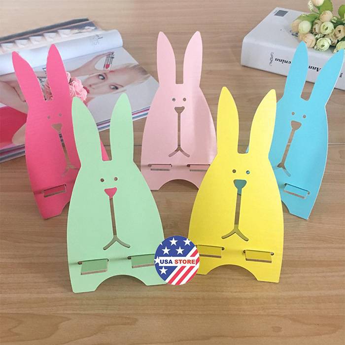 Giá Đỡ Điện Thoại Để Bàn Dáng Con Thỏ Bằng Gỗ