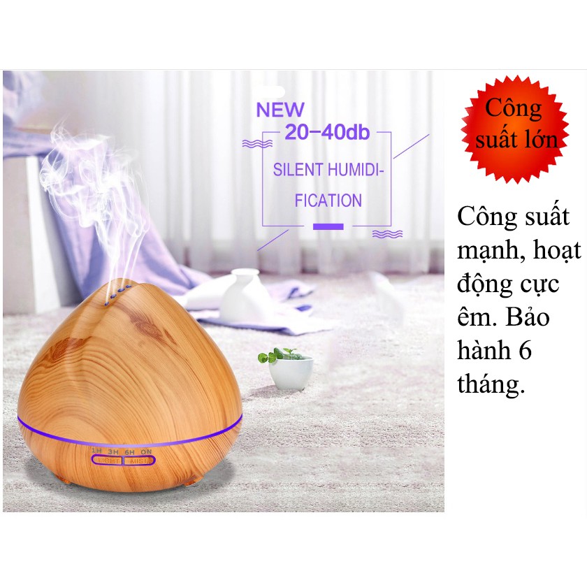 Máy khuếch tán tinh dầu chóp núi vàng dung tích 400ml có chế độ hẹn giờ, BH 6 tháng