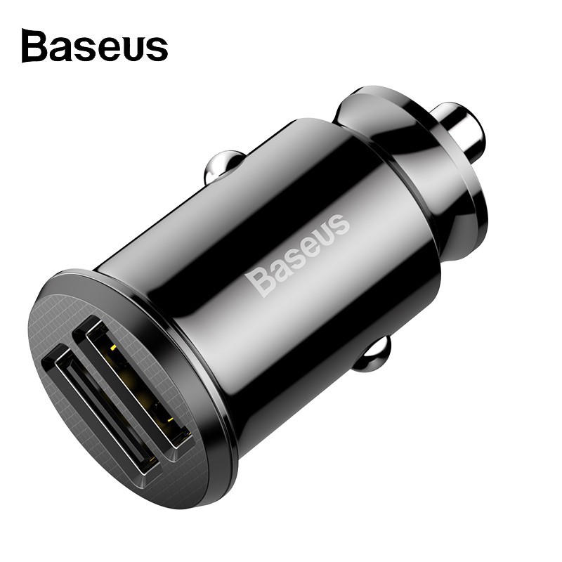 Tẩu sạc 2 cổng dùng cho xe hơi Baseus (5V, 3.1A Fast Charge, 2 cổng USB) - Sạc nhanh - Nhỏ gọn - Hàng chính hãng