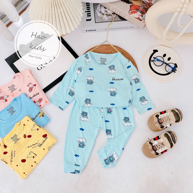 Bộ thun lạnh dài tay cho bé , Bộ Đồ Bé Trai Đồ sơ sinh Avaler Đồ ngủ bé gái Quần Áo Trẻ Em