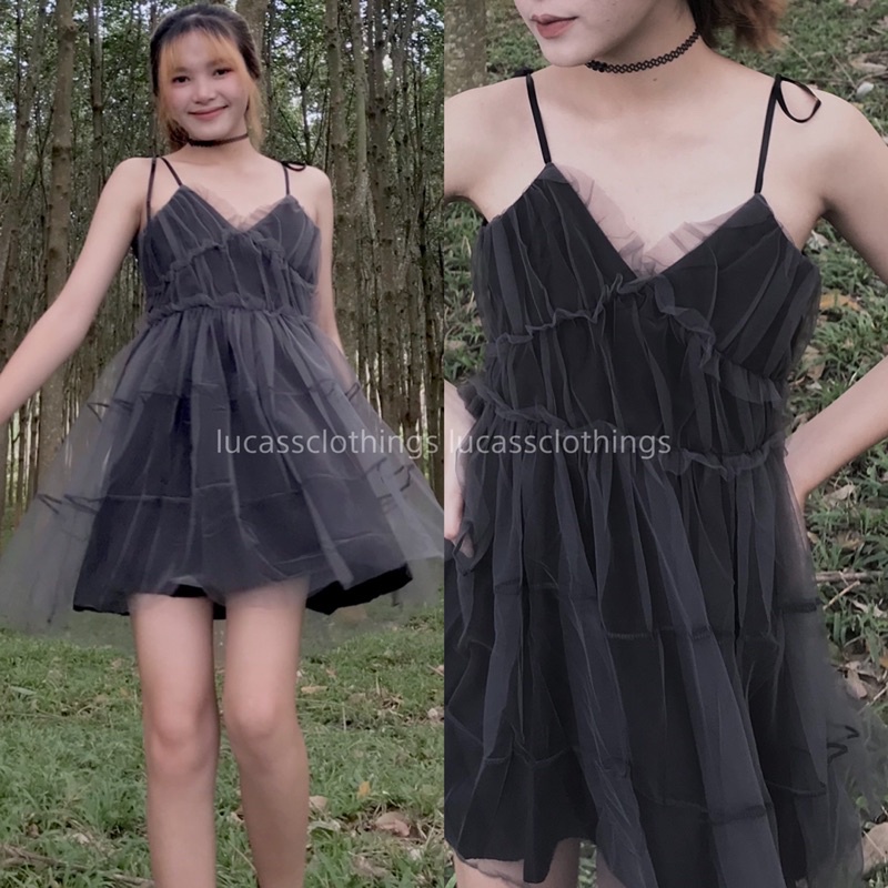 Đầm/Váy 2 dây đen phối ren phong cách hàn quốc (Váy về lại sau tết ÂL) | BigBuy360 - bigbuy360.vn