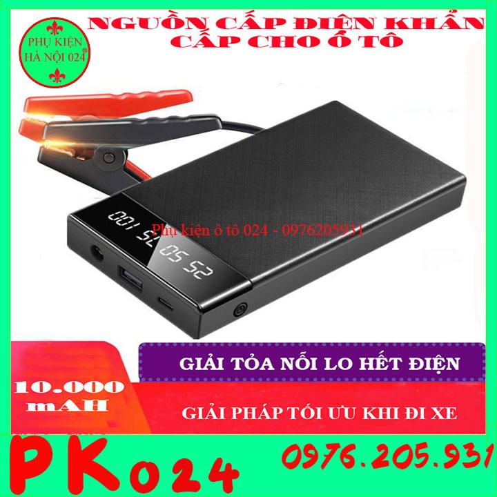 Bộ Nguồn Kích Nổ Ô Tô Khẩn Cấp Siêu Mỏng 12V 10000mAH Dòng Xả 200-400A Kiêm Sạc Dự Phòng