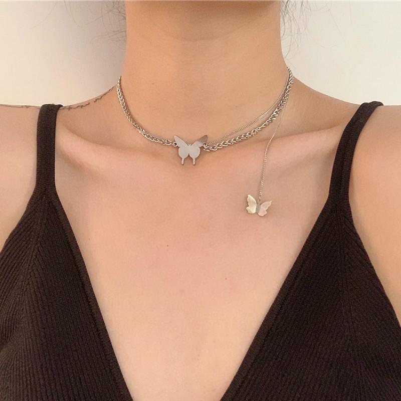 BUTTERFLY vòng cổ Hợp Kim Mặt Hình Bướm Xinh Xắn Cho Nữ